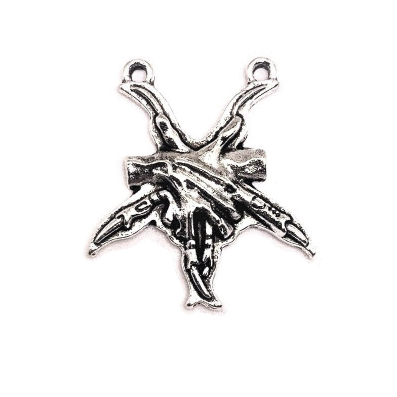 Antique Silver Silver Demon Hand Pentagram Connector, 27x24mm